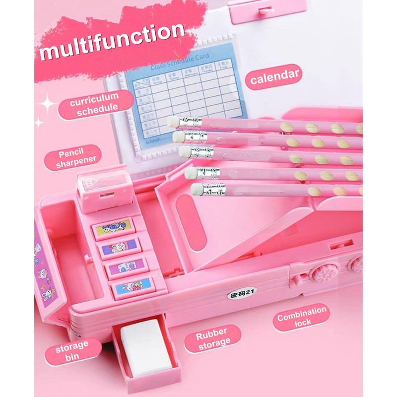 ASMANNA Pop up Multifunction Pencil Case for Kids, kawaii Pen