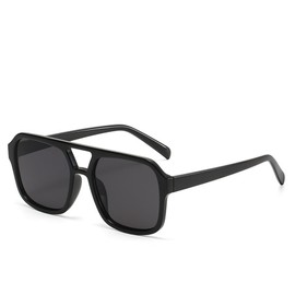 IKUVNA Retro 70s Square Aviator Sunglasses Women Men Vintage Rectangle Sunglasses Flat Frame Trendy Shades (Black)