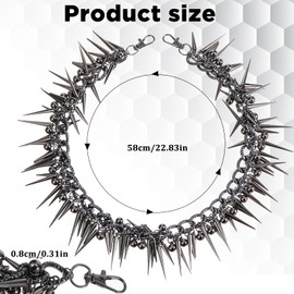 Rivet Layered Pants Chain, Punk Gothic Spike Jean Belt Trousers Chains, Pants Chain Accessory for Wallets and Keys, Gothic Unisex Belt Accessory, Cool Stylish Hip Hop Rock Goth Body Accessories