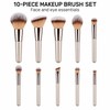 10-Piece Champagne Gold Makeup Brush Set with Soft Bristles for