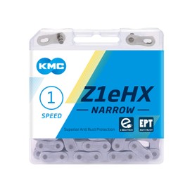 KMC Z1eHX EPT Singel Speed e-Bike Chain, Dark Silver, Narrow (112 Links)