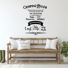 GRAZDesign Wall Tattoo Sayings Camping Rules, Camper, Travel Sticker for Living Room, Hallway, Indoor and Outdoor Use - 74 x 57 cm / Black