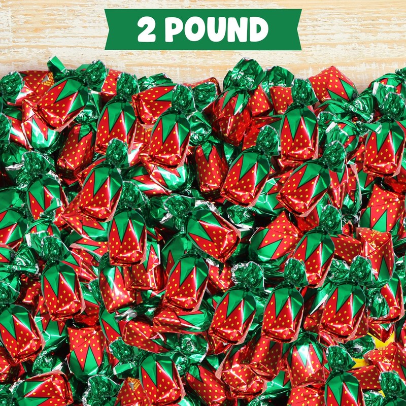Strawberry Filled Hard Candy Bon Bons 2 lbs Bulk Pack