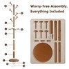 Solid Wood Coat Rack Freestanding Coat Tree with 10 Hooks,