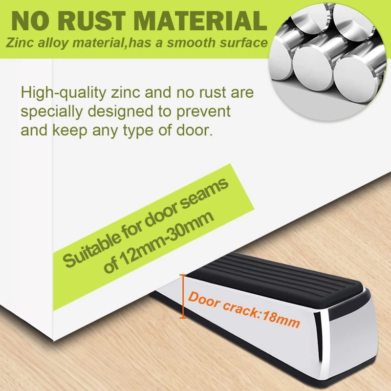 CDBOVID Metal Door Stop, Premium Rubber Heavy Door Stopper, Wedge