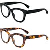 REAVEE 2 Pack Retro Oversized Reading Glasses for Women Men,