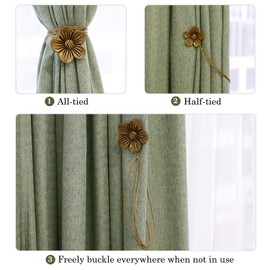 Lewondr Vintage Magnetic Curtain Tiebacks Resin Flower Curtain Buckle with Strong Durable Magnets for Home Cafe Office Decoration