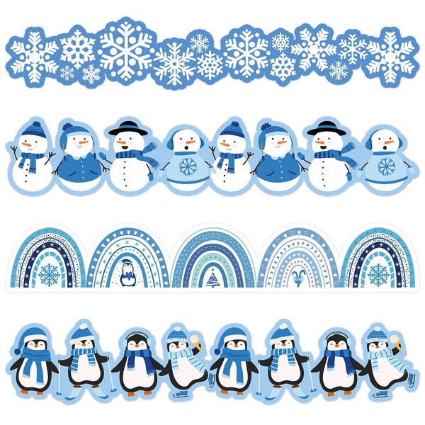 Whaline 69Ft Winter Bulletin Board Border Snowman Snowflake Rainbow Penguin