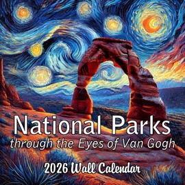 2026 National Parks through the Eyes of Van Gogh Monthly Wall Calendar | 12" x 24" | Paintings Calendar 2025-2026
