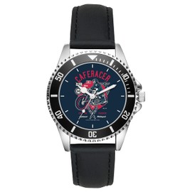 KIESENBERG Men's Watch Cafe Racer Motorcycle Biker Retro Fan Watch Gift Analogue Quartz Leather Strap Watch L-21249, silver, Strap.