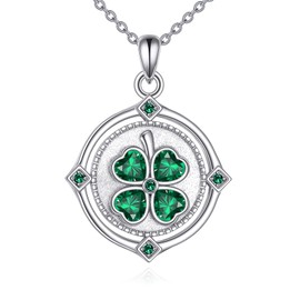 YAFEINI Dragonfly Necklace Dragonfly Spirit Animal Pendant Charm Jewellry Gift for Women (Four-leaf clover)