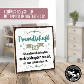 TypeStoff Wooden Sign with “Bekloppte Freunde” Saying Vintage Look with Quote as a Gift and Decoration on the Theme of Friendship