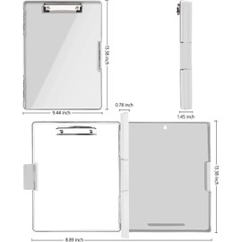 A4 Clipboard with Storage Compartment, 2 Storage and Side Opening - The File Panel is Clear for Coaches, Nurses, Doctors, Teachers, Students, Sales Coaches, School Offices