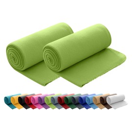 wometo Polar Fleece Blankets, Set of 2, Oeko-Tex, 130 x 160 cm, approx. 400 g, with Anti-Pilling and Overcast Hem, Green, Grass Green