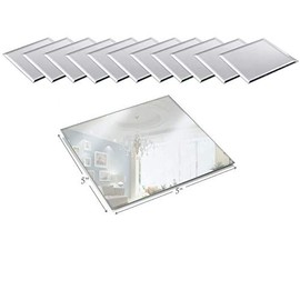 Light In The Dark 5 Inch Square Mirror Candle Plate with Beveled Edge Set of 12 - Small Square Mirror for Centerpieces, Wall Décor, Crafts