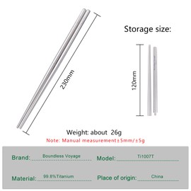 iBasingo Camping Folding Chopsticks Titanium Folding Chopsticks 1 Pair Lightweight Reusable Chopsticks 9 Inch 2-Piece Chopsticks Portable Utensils Travel Outdoor Camping Office Tableware Ti1007T