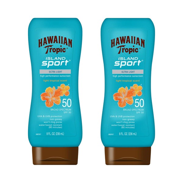 Hawaiian Tropic Island Sport Sunscreen Lotion, Ultra Light, High Performance Protection, SPF 50, 8 Ounces