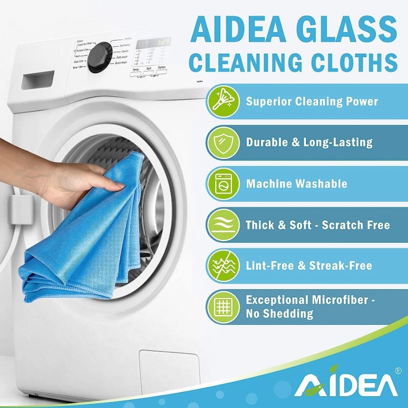 Microfiber Glass Cleaning Cloths 8 Pk Lint Free Streak Quickly