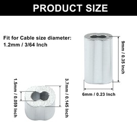 Murtenze 250Pcs 3/64" Wire Rope Sleeve, Aluminum Cable Crimp Sleeves, Crimping Loop Sleeve for Cable and Wire Rope Crimp Double Barrel Crimp Sleeves(M1.2-3/64")