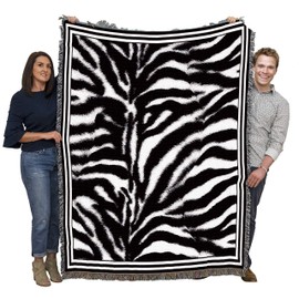 Pure Country Weavers Zebra Skin Blanket - Wildlife Gift Tapestry Throw Woven from Cotton - Made in The USA (72x54)