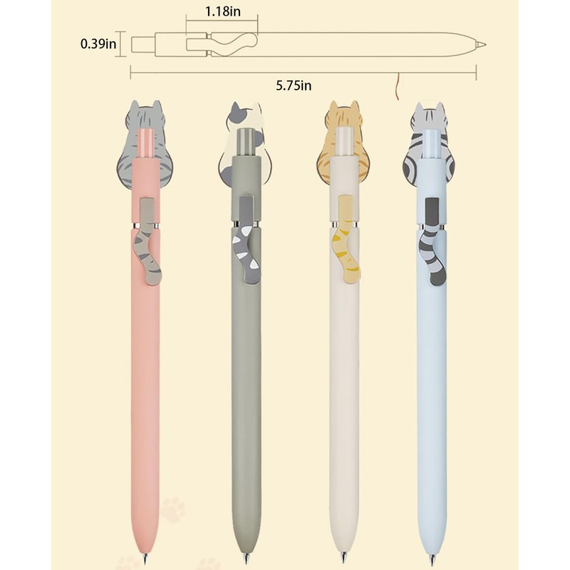 4 Pcs Gel Pens, Cute Ink Pen Fine Point Smooth