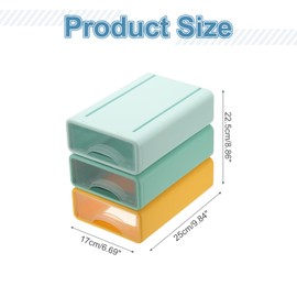 PATIKIL Small Stackable Storage Drawers, Stacking Drawers Mini Desk Bathroom Storage Organizer Cute Drawer Organizer Plastic for Desktop Office Pens Makeup, 3Pcs, Yellow/Green/Blue