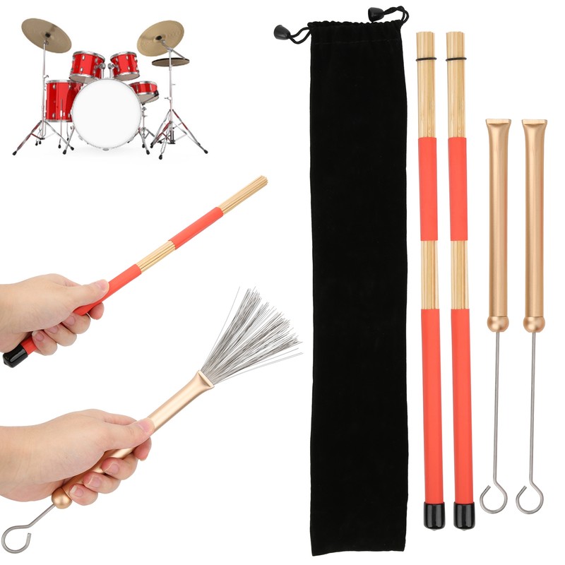 Drum Stick Brush Set Jazz Retractable Metal Wire 19 Beam
