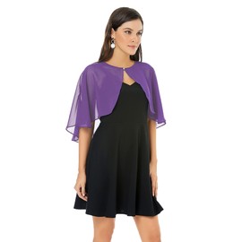 Womens Shawls and Wraps for Evening Dress Chiffon Shawl Cape Wedding Guest Bridesmaid Capelets Scarves(Chiffon Purple)