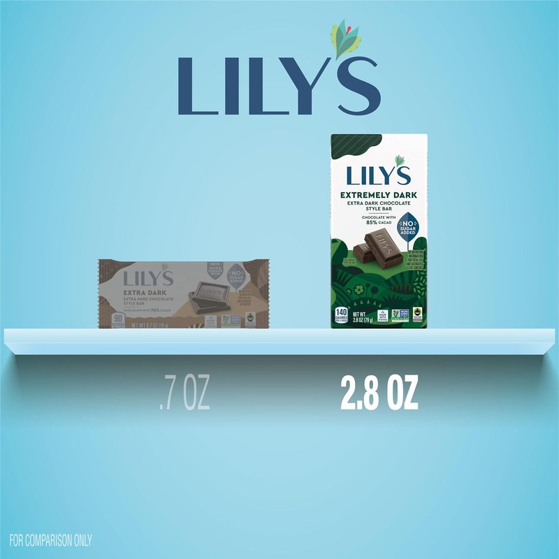 LILY'S Extremely Dark Extra Dark Chocolate Style No Sugar Added,