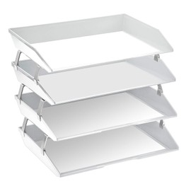 Acrimet Facility 4 Tier Letter Tray Side Load Plastic Desktop File Organizer (White Color)
