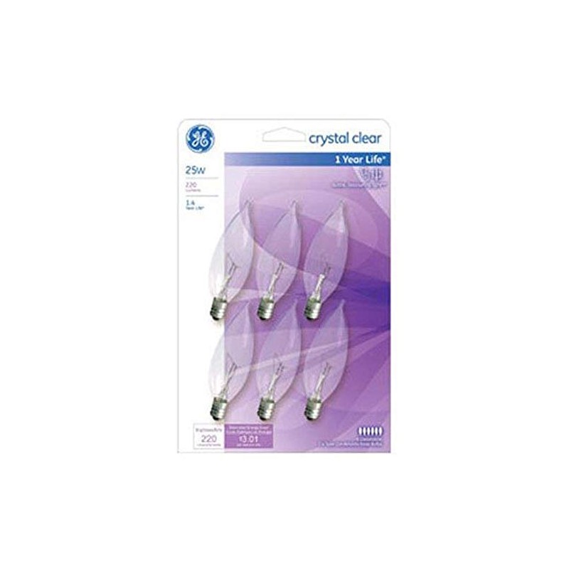GE G E Lighting 75223 25W Candle Bulb (6 Pack)