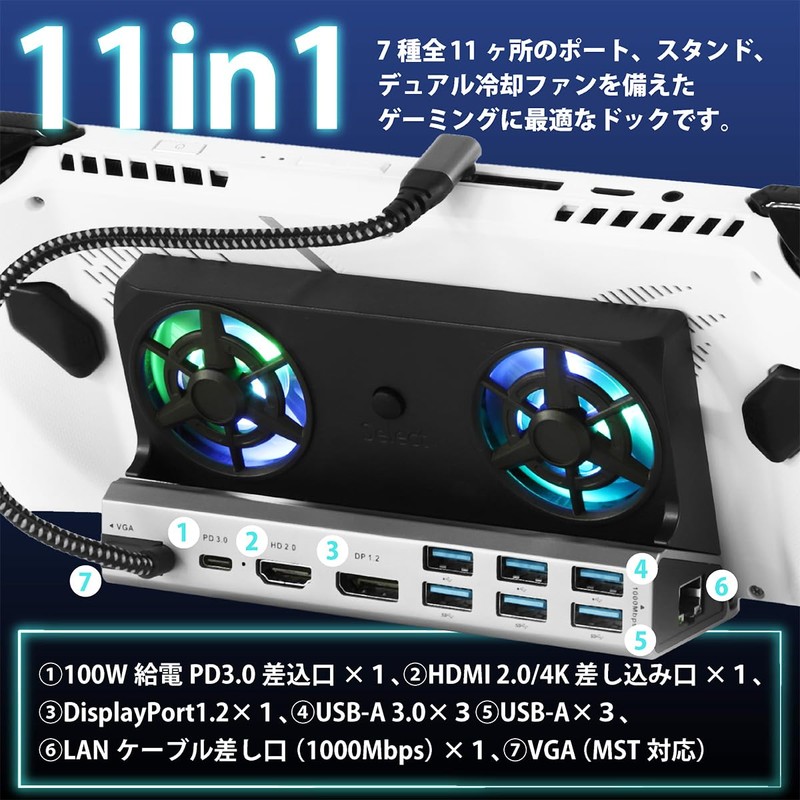 K&SGAMER 11-in-1 DOCKING STATION Multi-Display Compatible Docking Station Small Size
