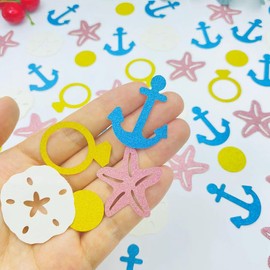 100 Pieces Mermaid Party Glitter Paper Confetti for DIY Mold Art Nail Artwork Holiday Engagement Wedding Bridal Shower Birthday Valentines Party Decorations