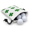 Aliennana Leather Golf Tee Pouch with Drawstring Closure, Lucky Clover