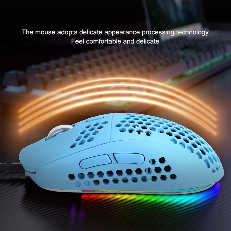 Wire Mouse Hollow Design DPI Adjustable RGB Lighting Effect Laptop