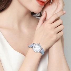 UKCOCO Women's Watch Women's Fashion Waterproof Quartz Watch PU Leather Strap Simple Casual Wrist Watch, sky blue, Strap.