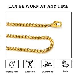 Necklace for Men, Stainless Steel Necklace for Women Teen, Womens Mens Chain Necklace Jewelry, Ideal Gift for Birthdays, Graduation, Anniversaries, Christmas- Gold