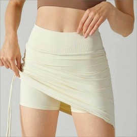 6-Color Shirred Skort Leggings for Pole Dance and Yoga 05. Charcoal/M