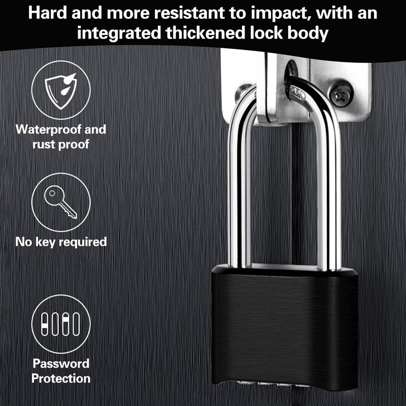 Combination Padlock Thick Long Shackle Weatherproof Outdoor Heavy Duty Padlocks