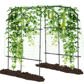 UrGROWA 75'' L x 71'' W x 87'' H Large Tall Grape Vine Support Arch Arbor Trellis Plastic-Coated Metal Garden Arch Trellis for Climbing Plants Vine Yard Outdoor Patio Lawn Yard Garden Decoration