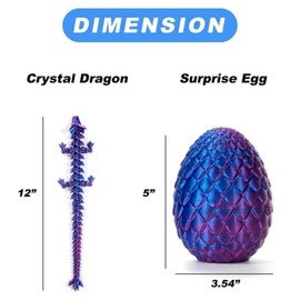 Small Dragon Eggs With Dragon Inside [Office Decoration] - 3D Printed Surprise Funny Gifts， Executive Desk  Bauble, Office Room Décor easter decor - Color: Laser Purple