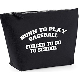 Hippowarehouse Born to play baseball forced to go to school printed make up cosmetic wash bag 18x19x9cm
