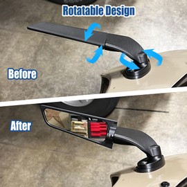 UTV Motorbike Side Mirrors, HD Rotatable Motorbike Wing Mirrors Motorcycle Rearview Mirrors Adjustable Flat Motorcycle Mirrors for Ninja 300/400/650/ZX6R/ZX10R