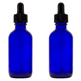 GreenHealth 2oz Cobalt Blue Glass Dropper Bottles – Pack of 2 – Refillable, UV Protection, BPA-Free, Travel Size – Ideal for Essential Oils, Serums, Tinctures, DIY Aromatherapy