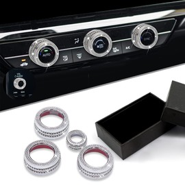 Interior Decorated Button Knob Covers, Bling Car Accessories AC Knob Covers, Air Condition Knob Switch Trim, Interior for Car Air Condition Switch Volume Control Trim Compatible with 2022 11th Civic