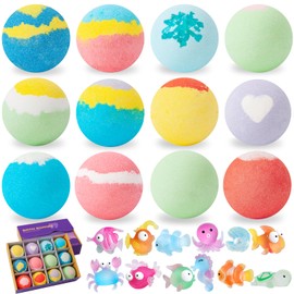 Bath Bombs Bath Bombs 12 Pieces Bath Bombs for Kids with Surprise Toy Inside, Organic Bath Bombs with Rich Bubbles, Gifts for Boys and Girls 3-15 Years