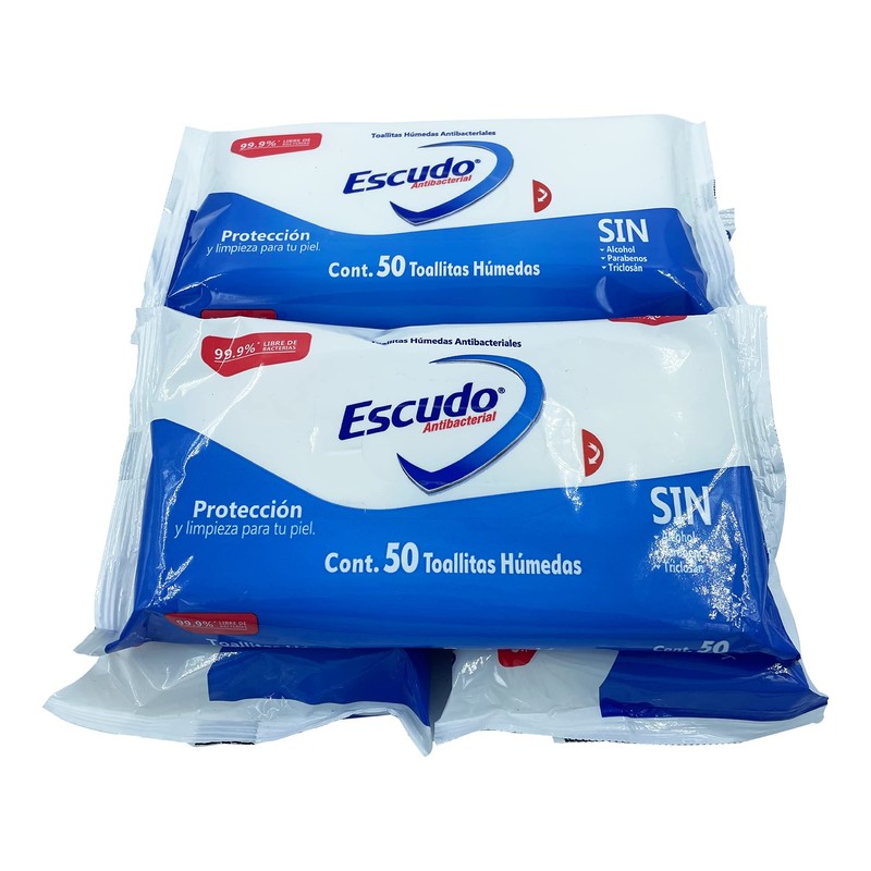 Farvisan 4 Pack Toallitas Húmedas Desinfectantes para Manos, Marca Escudo