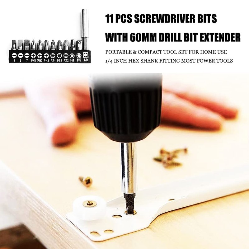 Screwdriver Bit Set Mixed 11 PCS+ Drill Bit Holder 60MM