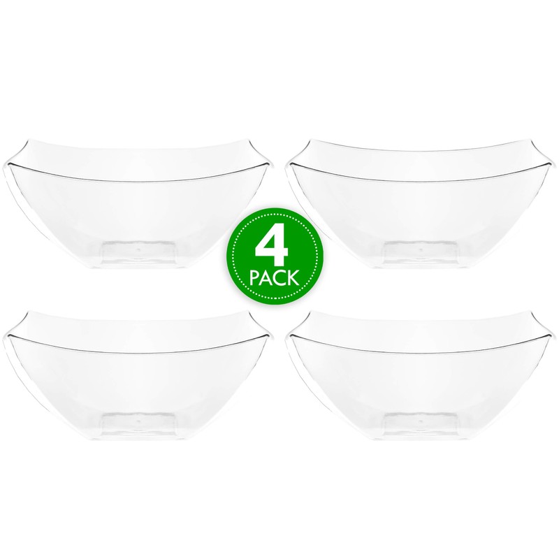 PLASTICPRO Disposable Square Serving Bowls, Party Snack or Salad Bowl,