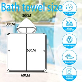 Hippocampus Hooded Poncho Towel for Kids,60x90cm Sand Free Quick Dry Thin Microfibre Beach Towel With Bag,Swimming Towel Warm Wrap Changing Robe Bath Towel,Childs Travel Towel for Girls Boys Age 2-6